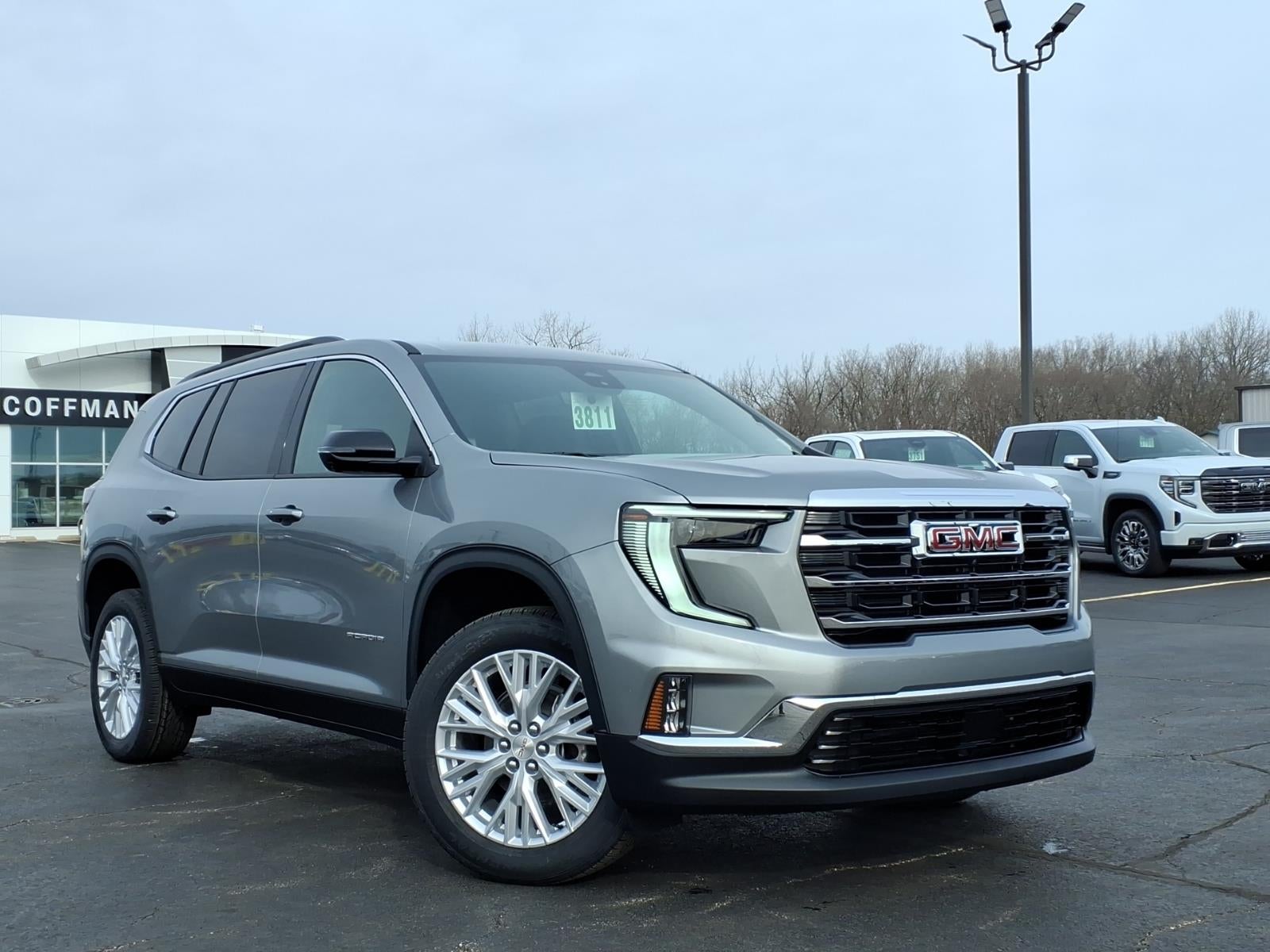 2026 GMC Acadia Elevation in Sterling Metallic — front three-quarter view